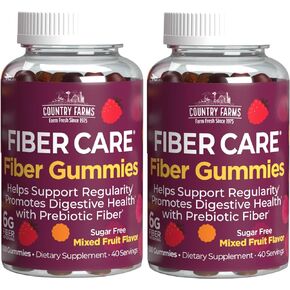 COUNTRY FARMS Fiber Care Prebiotic Gummies, 6g of Fiber Per Serving, FOS from Beets, Digestive Health, Supports Regularity, Mixed Fruit Flavor, 240 Gummies, 80 Servings, 2 Pack
