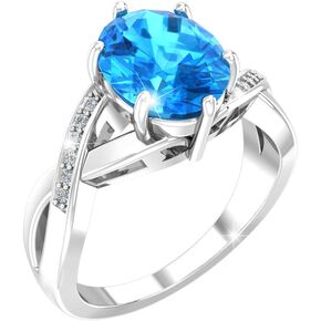 925 Solid Real Sterling Silver 8x10 mm Oval Gemstone Prong Setting Diamond Rhodium Plated Engagement Wedding Classic Womens Fine Jewelry Twisted Band Ring in Kuwait