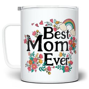 Best Mom Ever Insulated Travel Tumbler Coffee Mug, Mothers Day Cup, Birthday Gift for Mama from Daughter Son Kids Child