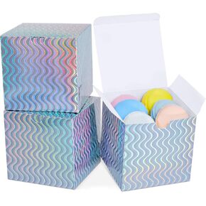 علب هدايا صغيرة بألوان قوس قزح من Naleyber 16 قطعة من صندوق الورق الملون قزحي الألوان مع أغطية لتغليف الهدايا، القدح، هدايا حفلات أعياد الميلاد، كب كيك، هدايا، عيد الميلاد، 4x4x4 بوصة in Kuwait