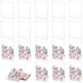 WOPPLXY 80 Pcs Clear Favor Boxes, 5 x 4 x 1.2 Inch Clear Cookie Boxes, Rectangle PVC Transparent Gift Boxes, Clear Treat Boxes for Packaging Dessert, Candy,Wedding Party Supplies, Valentine's Gift
