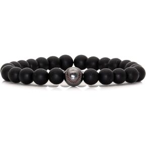 Fashion Baseball Bracelet 8MM Matte Agate Lava Rock Beads Bracelet