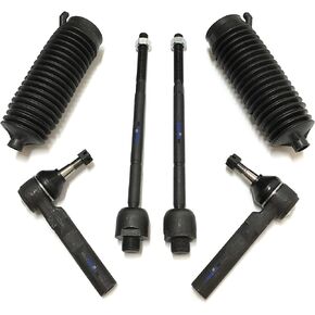 PartsW - 6 Pc Steering Kit For Chevrolet Silverado 1500 99-07/ GMC Sierra 1500 99-07 RWD Models/Inner & Outer Tie Rod Ends, Rack and Pinion Bellow Boots