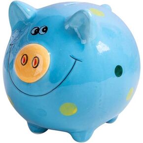 JYPHM Ceramic Piggy Bank for Kids Coin Bank for Boys and Girls Unique Birthday Gift Nursery Decor Piggy Banks Blue (5x5x4inch)