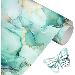 DoreenBow Pattern HTV Heat Transfer Vinyl 10"x5ft Green Marble HTV Viny Tie Dye Iron on Vinyl for T-Shirts Clothes Bags Hats
