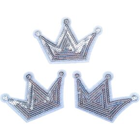 Sequin Crown Sewing on/Iron on Embroidered Patches Clothes Dress Hat Pants Shoes Curtain Sewing Decorating DIY Craft Embarrassment Applique Patches (Gold)
