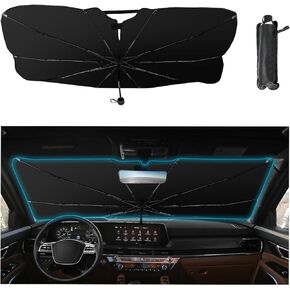 Car Windshield Sun Shade Umbrella - Foldable Sunshade for Car Windshield, 5 Layers Nano ice-Crystal UV Block Coating, Avoid The Sun, Keep Car Cool, UV-Proof, Auto Interior Protection, 55"x32"