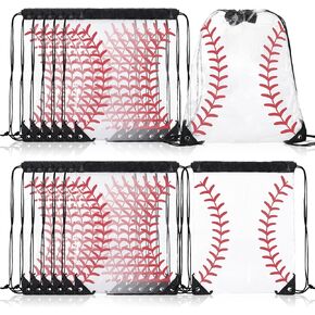 12 Pcs Sports Drawstring Bag Favors Clear Gift Bag Sporting Goody Bags Waterproof Stadium Backpack(Softball)