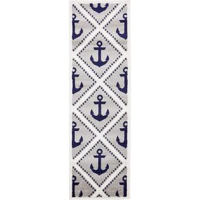 Unique Loom Metro Collection Modern Nautical Coastal Geometric Anchors Area Rug, For Kids, 2 ft x 6 ft 7 in, Light Gray/Ivory in Kuwait