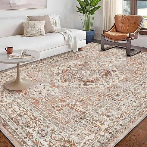 Area Rug 2x3 Entryway Rug Small Washable Rug Ultra-Thin Vintage Door Mat Boho Non-Slip Rugs Indoor for Front Door Entrance Kitchen Bathroom(Brown,2' x 3') in Saudi Arabia