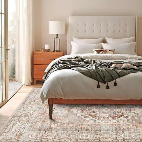 Area Rug 2x3 Entryway Rug Small Washable Rug Ultra-Thin Vintage Door Mat Boho Non-Slip Rugs Indoor for Front Door Entrance Kitchen Bathroom(Brown,2' x 3') in Saudi Arabia