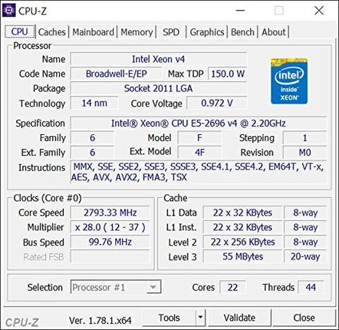 وحدة المعالجة المركزية Intel XEON E5-2696v4 / E5-2699v4 SR2J0 22-CORE 2.2 جيجا هرتز (3.6 جيجا هرتز كحد أقصى) LGA2011-3 in Saudi Arabia