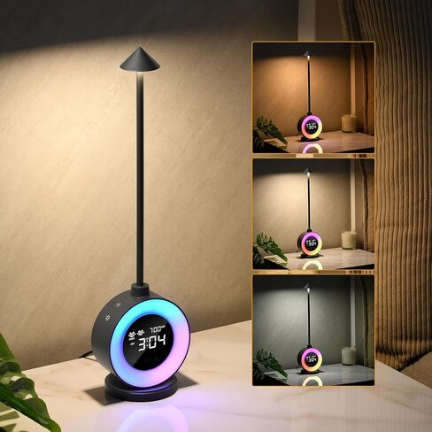 مصباح طاولة بجانب السرير من ويليت، مصباح لمس 3CCT مع 3 أوضاع RGB و3 مستويات سطوع، ساعة منبه مزدوجة لشروق الشمس مع 7 أصوات بيضاء، مصباح منضدة لغرفة النوم وغرفة المعيشة والمكتب in Kuwait
