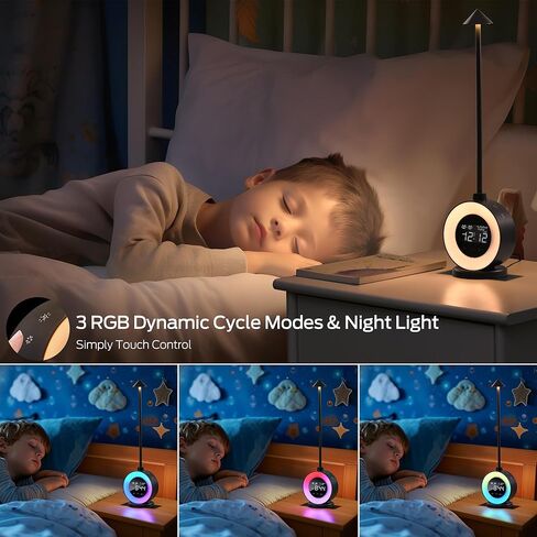مصباح طاولة بجانب السرير من ويليت، مصباح لمس 3CCT مع 3 أوضاع RGB و3 مستويات سطوع، ساعة منبه مزدوجة لشروق الشمس مع 7 أصوات بيضاء، مصباح منضدة لغرفة النوم وغرفة المعيشة والمكتب in Kuwait