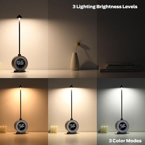مصباح طاولة بجانب السرير من ويليت، مصباح لمس 3CCT مع 3 أوضاع RGB و3 مستويات سطوع، ساعة منبه مزدوجة لشروق الشمس مع 7 أصوات بيضاء، مصباح منضدة لغرفة النوم وغرفة المعيشة والمكتب in Kuwait