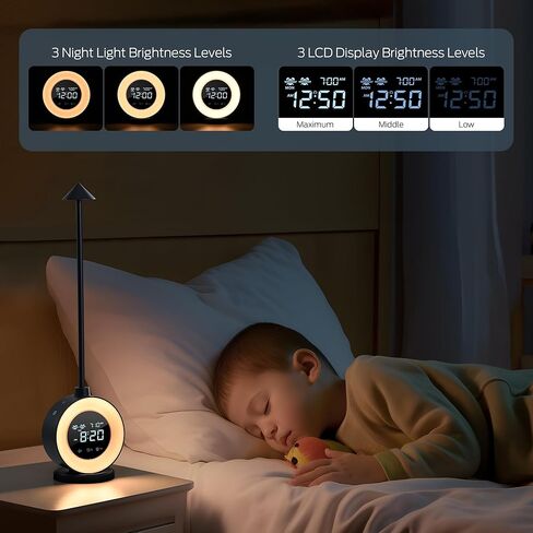 مصباح طاولة بجانب السرير من ويليت، مصباح لمس 3CCT مع 3 أوضاع RGB و3 مستويات سطوع، ساعة منبه مزدوجة لشروق الشمس مع 7 أصوات بيضاء، مصباح منضدة لغرفة النوم وغرفة المعيشة والمكتب in Kuwait