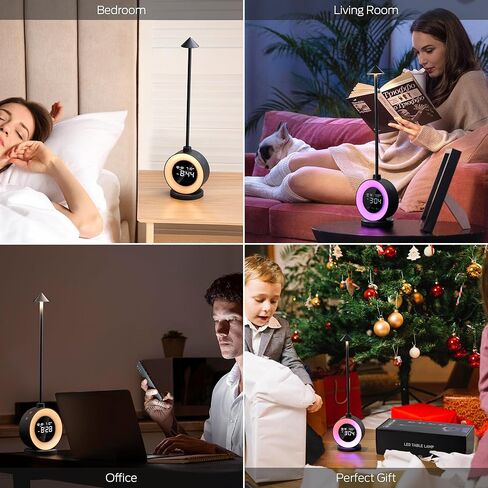 مصباح طاولة بجانب السرير من ويليت، مصباح لمس 3CCT مع 3 أوضاع RGB و3 مستويات سطوع، ساعة منبه مزدوجة لشروق الشمس مع 7 أصوات بيضاء، مصباح منضدة لغرفة النوم وغرفة المعيشة والمكتب in Kuwait