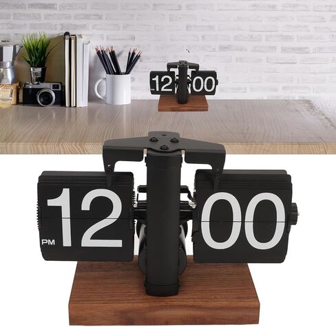 Dpofirs Retro Flip Desk Shelf Clock, Auto Flip Desk Table Clock, Classic Mechanical Digital Display Battery Powered, 12 Hours Modern Digital Mechanical Retro Flip Down Clock for in Saudi Arabia