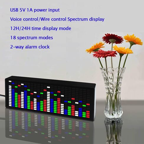 محلل الطيف الصوتي عرض ساعة 12h/24h ساعة تنبيه 1624 قطعة إيقاع ملون LED طيف الموسيقى لغرفة ألعاب السيارات in Saudi Arabia