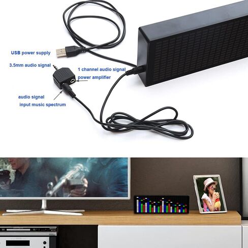 محلل الطيف الصوتي عرض ساعة 12h/24h ساعة تنبيه 1624 قطعة إيقاع ملون LED طيف الموسيقى لغرفة ألعاب السيارات in Saudi Arabia