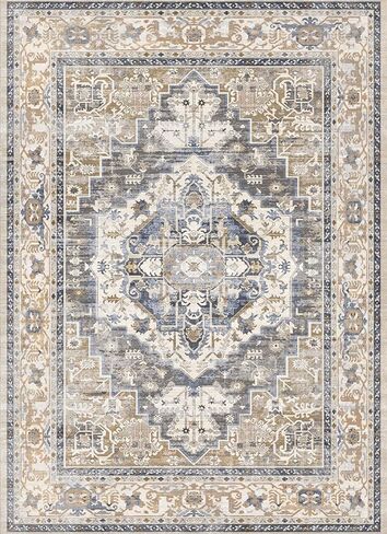 Area Rug 2x3 Entryway Rug Small Washable Rug Ultra-Thin Vintage Door Mat Boho Non-Slip Rugs Indoor for Front Door Entrance Kitchen Bathroom(Brown,2' x 3') in Saudi Arabia