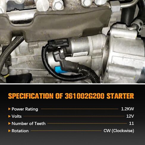 محرك Starter 36100-2G200 متوافق مع Kia Forte/Forte Koup/Forte5/Optima/Sportage، Hyundai Genesis Coupe/Santa Fe Sport/Sonata/Tucson 2011-2016 2.0L 2.4L استبدال 12A1369 in Kuwait