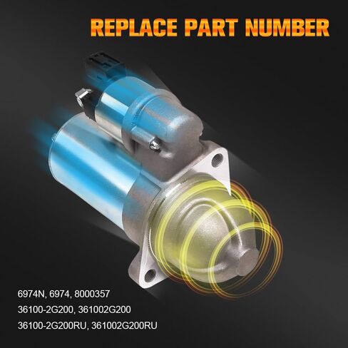 محرك Starter 36100-2G200 متوافق مع Kia Forte/Forte Koup/Forte5/Optima/Sportage، Hyundai Genesis Coupe/Santa Fe Sport/Sonata/Tucson 2011-2016 2.0L 2.4L استبدال 12A1369 in Kuwait