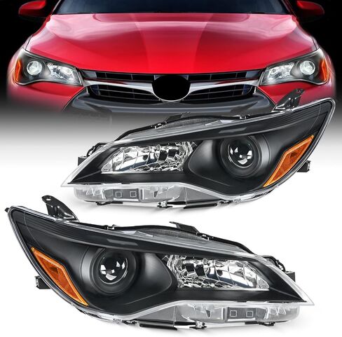 Nilight Headlight Assembly Compatible with 2015 2016 2017 LE SE XLE Toyota Camry Headlamps Replacement Black Housing Amber Reflector Clear Lens Driver and Passenger Side in Saudi Arabia
