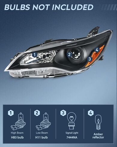 Nilight Headlight Assembly Compatible with 2015 2016 2017 LE SE XLE Toyota Camry Headlamps Replacement Black Housing Amber Reflector Clear Lens Driver and Passenger Side in Saudi Arabia