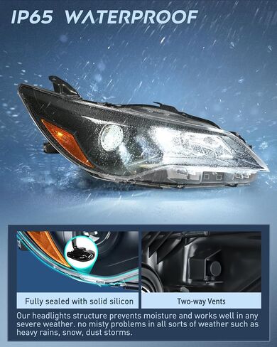 Nilight Headlight Assembly Compatible with 2015 2016 2017 LE SE XLE Toyota Camry Headlamps Replacement Black Housing Amber Reflector Clear Lens Driver and Passenger Side in Saudi Arabia