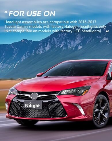 Nilight Headlight Assembly Compatible with 2015 2016 2017 LE SE XLE Toyota Camry Headlamps Replacement Black Housing Amber Reflector Clear Lens Driver and Passenger Side in Saudi Arabia