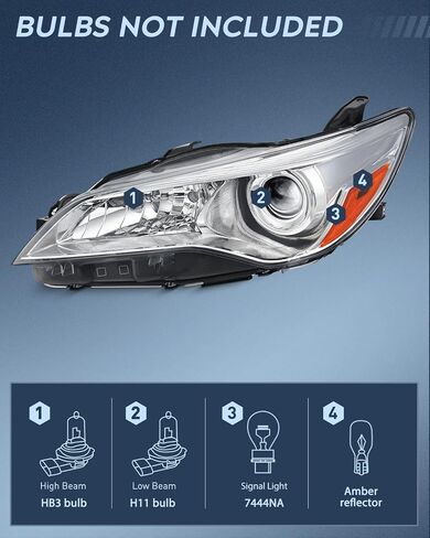 Nilight Headlight Assembly Compatible with 2015 2016 2017 LE SE XLE Toyota Camry Headlamps Replacement Black Housing Amber Reflector Clear Lens Driver and Passenger Side in Saudi Arabia