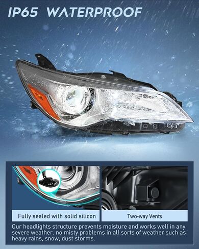 Nilight Headlight Assembly Compatible with 2015 2016 2017 LE SE XLE Toyota Camry Headlamps Replacement Black Housing Amber Reflector Clear Lens Driver and Passenger Side in Saudi Arabia