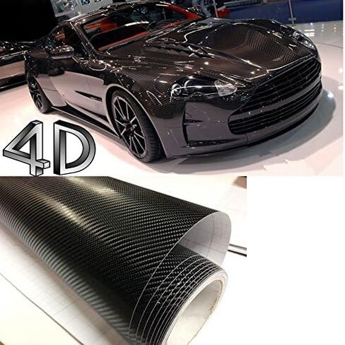 ملصق تغليف فينيل من ألياف الكربون الأسود 4D مضاد للتجاعيد (10 قدم × 5 قدم) in Kuwait