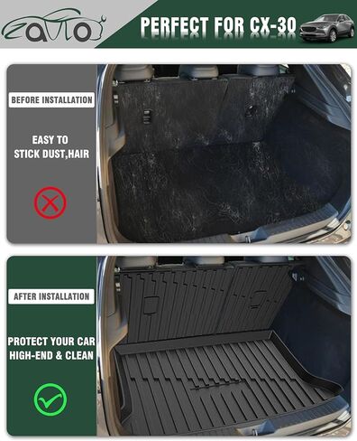 بطانات البضائع مسند الظهر حصيرة لمازدا CX-30 الملحقات 2021-2024 مع هوك وحلقة الخلفي الجذع حصيرة المقعد الخلفي الغطاء الخلفي حامي جميع الأحوال الجوية المضادة للانزلاق انقسام الكلب بطانة 3 قطع in Kuwait