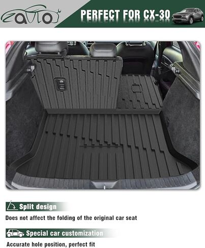 بطانات البضائع مسند الظهر حصيرة لمازدا CX-30 الملحقات 2021-2024 مع هوك وحلقة الخلفي الجذع حصيرة المقعد الخلفي الغطاء الخلفي حامي جميع الأحوال الجوية المضادة للانزلاق انقسام الكلب بطانة 3 قطع in Kuwait