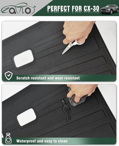 بطانات البضائع مسند الظهر حصيرة لمازدا CX-30 الملحقات 2021-2024 مع هوك وحلقة الخلفي الجذع حصيرة المقعد الخلفي الغطاء الخلفي حامي جميع الأحوال الجوية المضادة للانزلاق انقسام الكلب بطانة 3 قطع in Kuwait