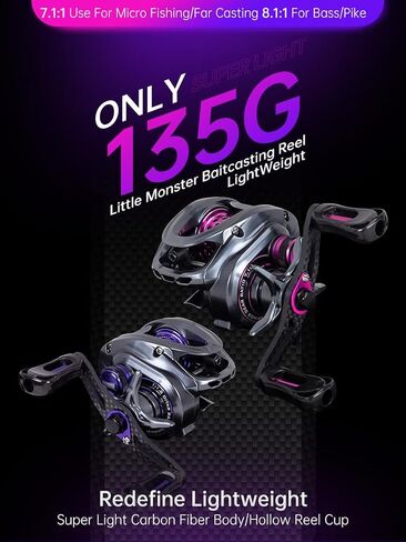 Kingdom 4.76oz Ultralight Finesse Baitcasting Fishing Reel 8+1BB Surper Smooth 7.1:1/8.1:1 Gear Ratio,Easily Cast Lures Down to 1/16 oz,Shallow/Deep Spool Casting Reel in Saudi Arabia