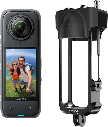 إطار المرافق CYNOVA Insta 360 X4 لملحقات Insta360 X4، قفص Insta 360 X4 من الألومنيوم مع غطاء عدسة متوافق مع واقي العدسة القياسي/الممتاز، حامل الحذاء البارد لملحقات الكاميرا الأخرى in Kuwait