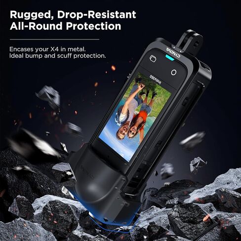 إطار المرافق CYNOVA Insta 360 X4 لملحقات Insta360 X4، قفص Insta 360 X4 من الألومنيوم مع غطاء عدسة متوافق مع واقي العدسة القياسي/الممتاز، حامل الحذاء البارد لملحقات الكاميرا الأخرى in Kuwait