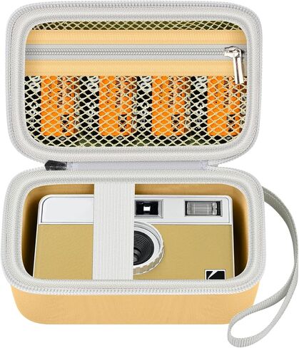 Film Camera Case for Kodak EKTAR H35 H35N Half Frame Film Camera | Camera and 35mm Film Rolls Storage, Mesh Pocket for Small Accessories, Travel and Home Organization; Large, Pink, Case Only in Saudi Arabia
