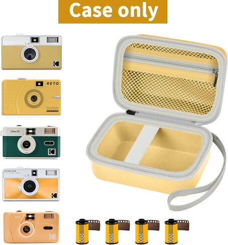 Film Camera Case for Kodak EKTAR H35 H35N Half Frame Film Camera | Camera and 35mm Film Rolls Storage, Mesh Pocket for Small Accessories, Travel and Home Organization; Large, Pink, Case Only in Saudi Arabia