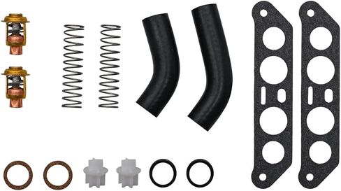 XingLi 18-3673 مجموعة ترموستات مناسبة لجونسون Evinrude 85 88 90 100 115 140 HP V4 Crossflow 340975 340976 مع خراطيم in Kuwait