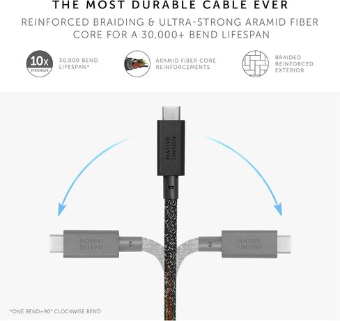 Native Union Anchor Cable 240W – 10ft Reinforced Braided USB-C to USB-C Power Delivery 3.1 Charging Cable with Weighted Knot – for iPhone 15, 15 Pro Max, MacBook Pro 14"/16" M2, Air 15" M2 (Cosmos) in Saudi Arabia