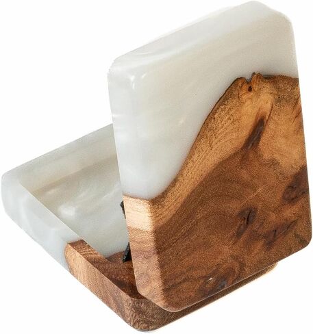 FLIP - Platinum Epoxy & Wood - Unique Engagement Ring Boxes for Proposal - Premium & Slim Ring Boxes for Any Occasion in Saudi Arabia