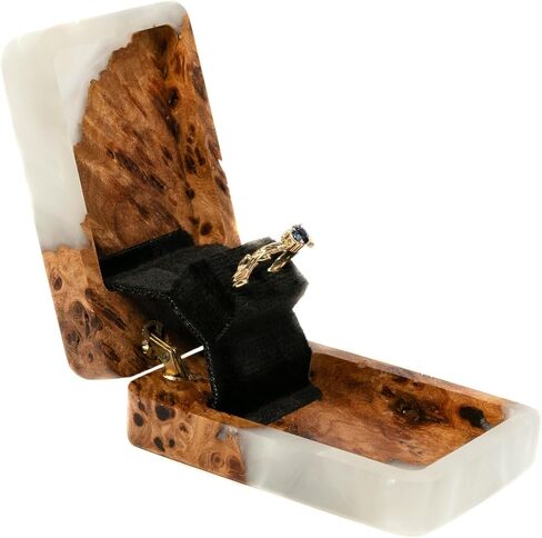 FLIP - Platinum Epoxy & Wood - Unique Engagement Ring Boxes for Proposal - Premium & Slim Ring Boxes for Any Occasion in Saudi Arabia