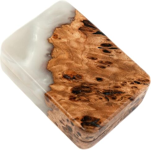 FLIP - Platinum Epoxy & Wood - Unique Engagement Ring Boxes for Proposal - Premium & Slim Ring Boxes for Any Occasion in Saudi Arabia