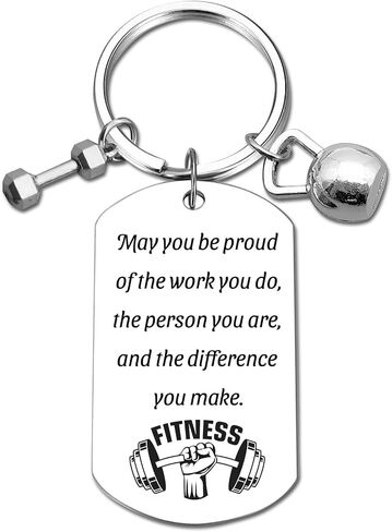 Fitness Keychain Featuring Dumbbell and Kettlebell with Uplifting Quotes for Gym Lovers, Coaches, Instructors, Trainers in Saudi Arabia