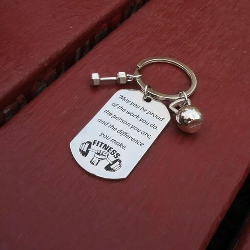 Fitness Keychain Featuring Dumbbell and Kettlebell with Uplifting Quotes for Gym Lovers, Coaches, Instructors, Trainers in Saudi Arabia