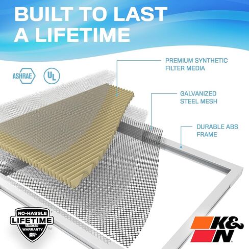 فلتر هواء فرن HVAC 24x30x1 من K&N، يدوم مدى الحياة، قابل للغسل، Merv 11، آخر فلتر HVAC ستشتريه على الإطلاق، يتنفس بأمان في المنزل أو في المكتب، HVC-12430 in Saudi Arabia